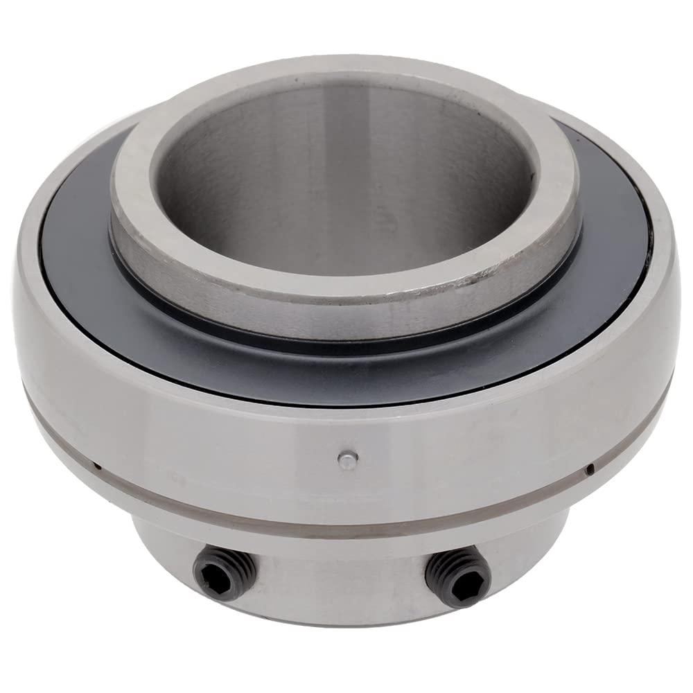 [2-Pack] UC212 - Insert Bearing - 2.362 in Bore - 4.331 in Outer Diameter - 2.563 in Width - 1.063 in Outer Ring Width, Set Screw Locking Collar, Double Sealing, Relubricable