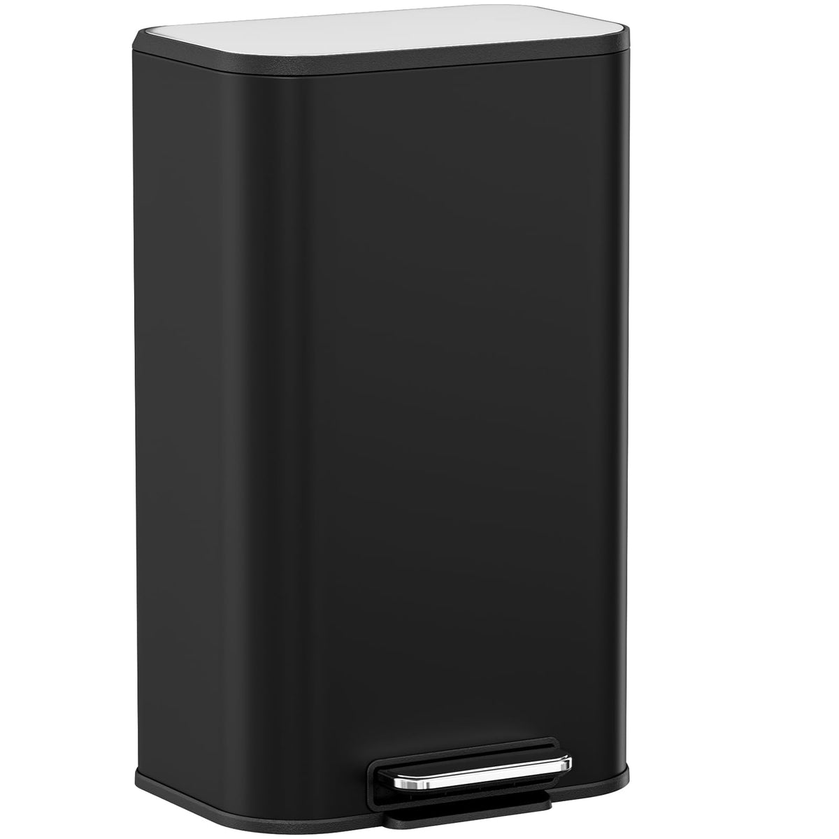 13.2 Gallon 50L Square Step Kitchen Trash Can, Stainless Steel,Black