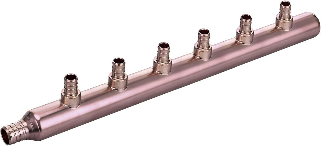 Zonon 1 Pack 6 Port Closed Crimp Lf Pure Copper Pex Manifold Tee