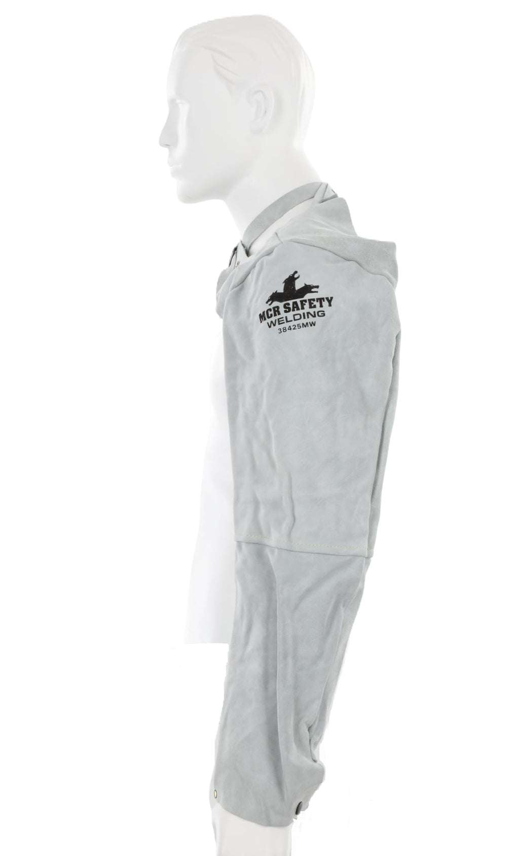 38425MW Memphis Split Cow Leather Welding Sleeve with Adjustable Neck Strap, Gray, 25-Inch