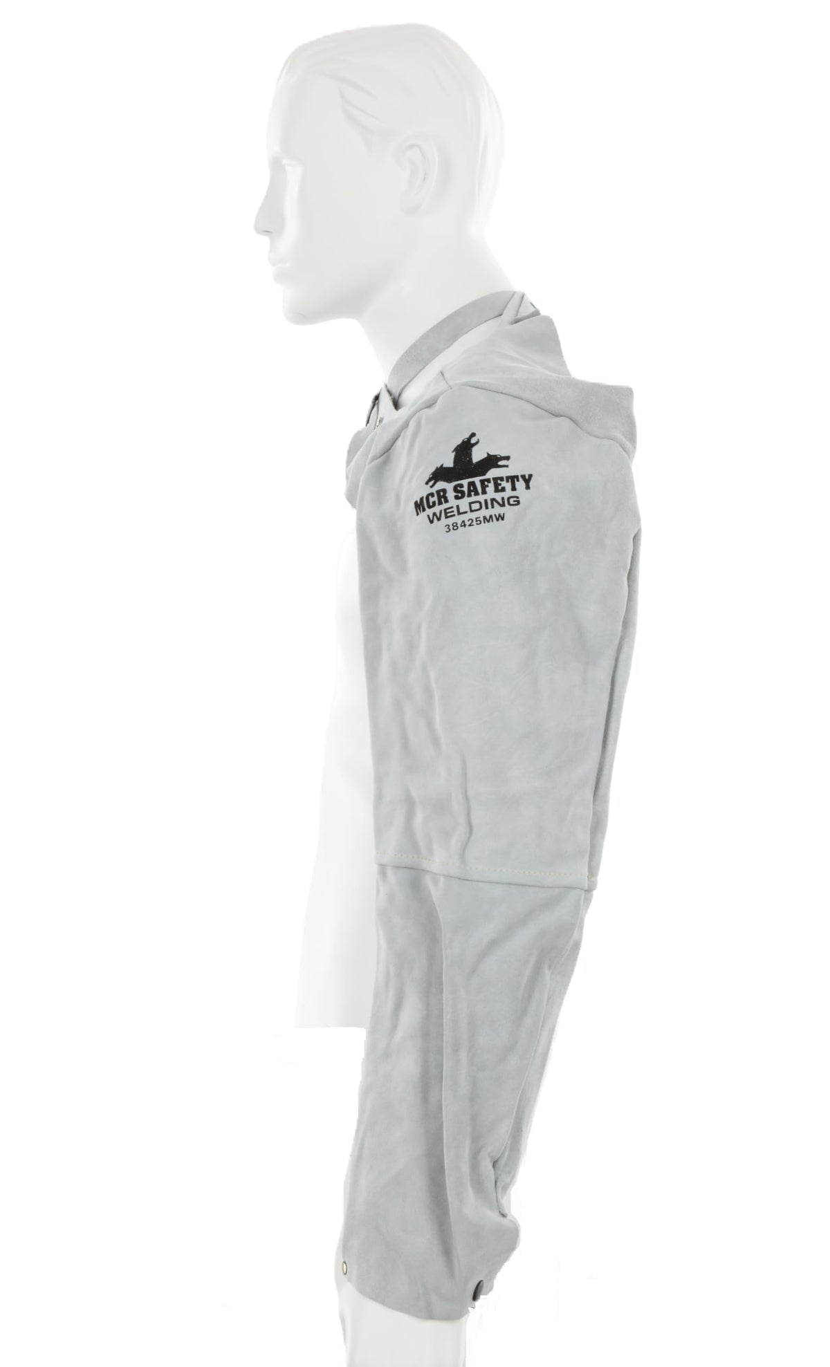 38425MW Memphis Split Cow Leather Welding Sleeve with Adjustable Neck Strap, Gray, 25-Inch