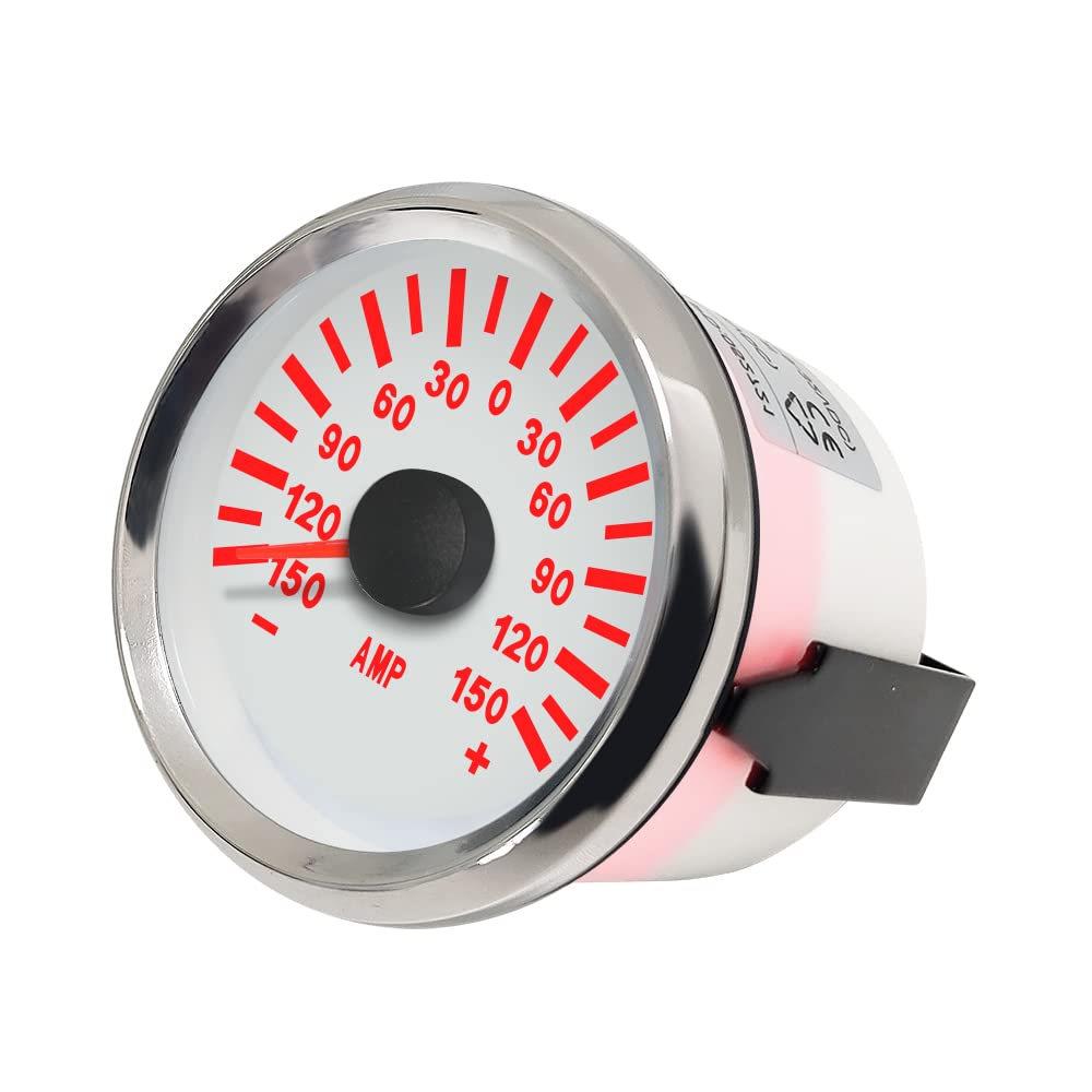 ELING Universal Ammeter Indicator 150A with Current Sensor with Red Backlight for Car Motorcycle Vessels 12V 24V 52mm