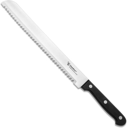 10 Inch Serrated Bread Knife, Premium Stainless Steel Blade with Wave Edge, Full Tang Handle, Razor Sharp Knife for