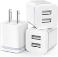 USB Wall Charger, LUOATIP 3-Pack 2.1A 5V Dual Port Cube Power Adapter Plug Block Charging Box Brick for iPhone 14 13