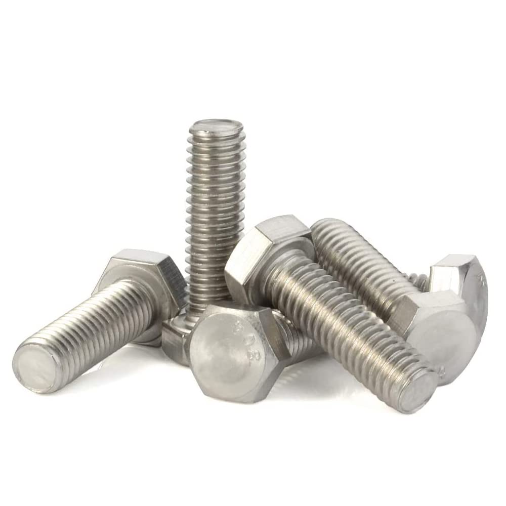 Mellewell 1/2-13 x 2 Hex Head Screw Bolt, Fully Threaded, Stainless Steel 18-8 (304), Plain Finish, Quantity 8