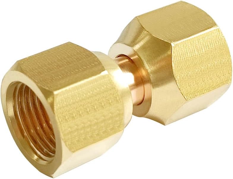 Joywayus 2 Pcs Brass Tube Fitting Coupling Gas Adapter 3/8" Flare Female