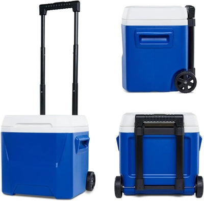 16 QT Laguna Hard Side Ice Chest Cooler with Wheels, Portable Rolling Ice Chest, Blue