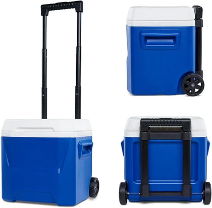 16 QT Laguna Hard Side Ice Chest Cooler with Wheels, Portable Rolling Ice Chest, Blue