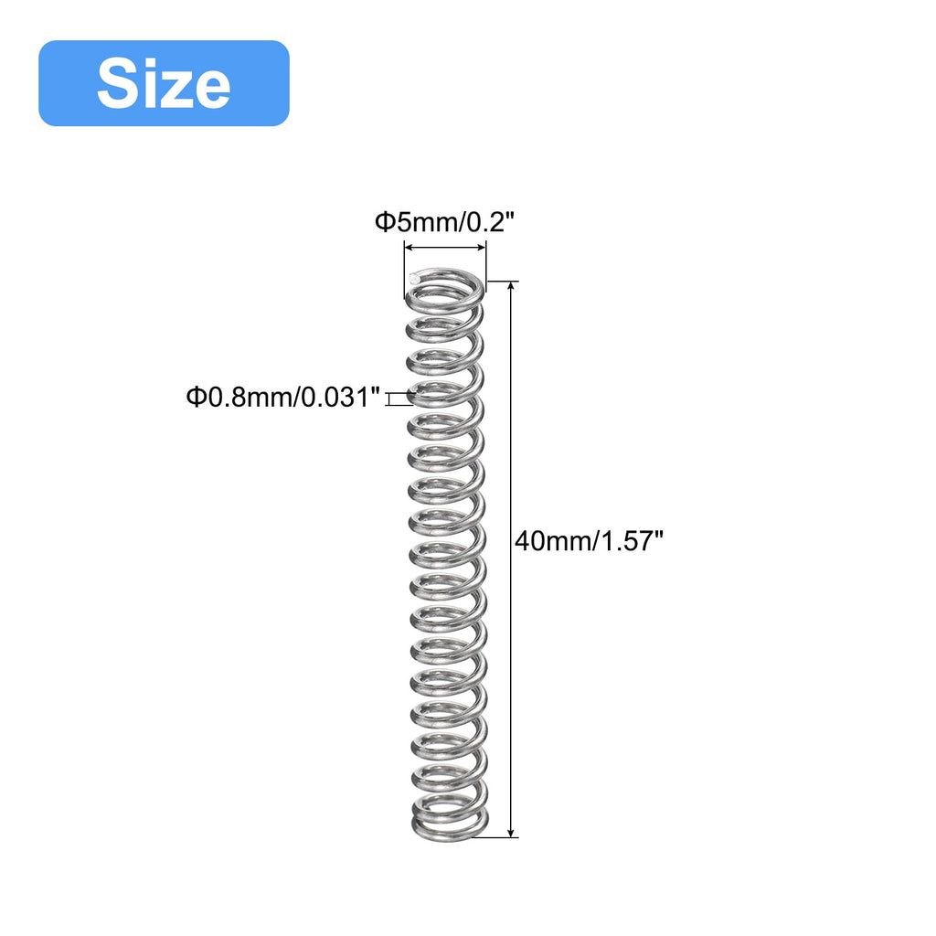 5Pcs Compression Spring 304 Stainless Steel 5mmOD,0.8mmWD,50mmFL