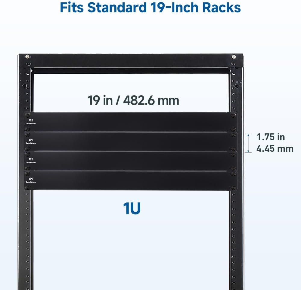 Cable Matters 2-Pack 1U Blank Panels for 19-Inch Server Rack, Black