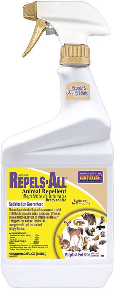 Repels-All Animal Repellent, 32 oz Ready-to-Use Spray, Outdoor Garden Deer & Rabbit Repellent, People & Pet Safe