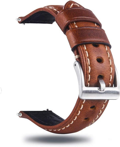 Quick Release Retro Leather Watch Band,Vintage Oil-tanned Pull-up Leather Strap Replacement,Choice of Width-18mm 20mm