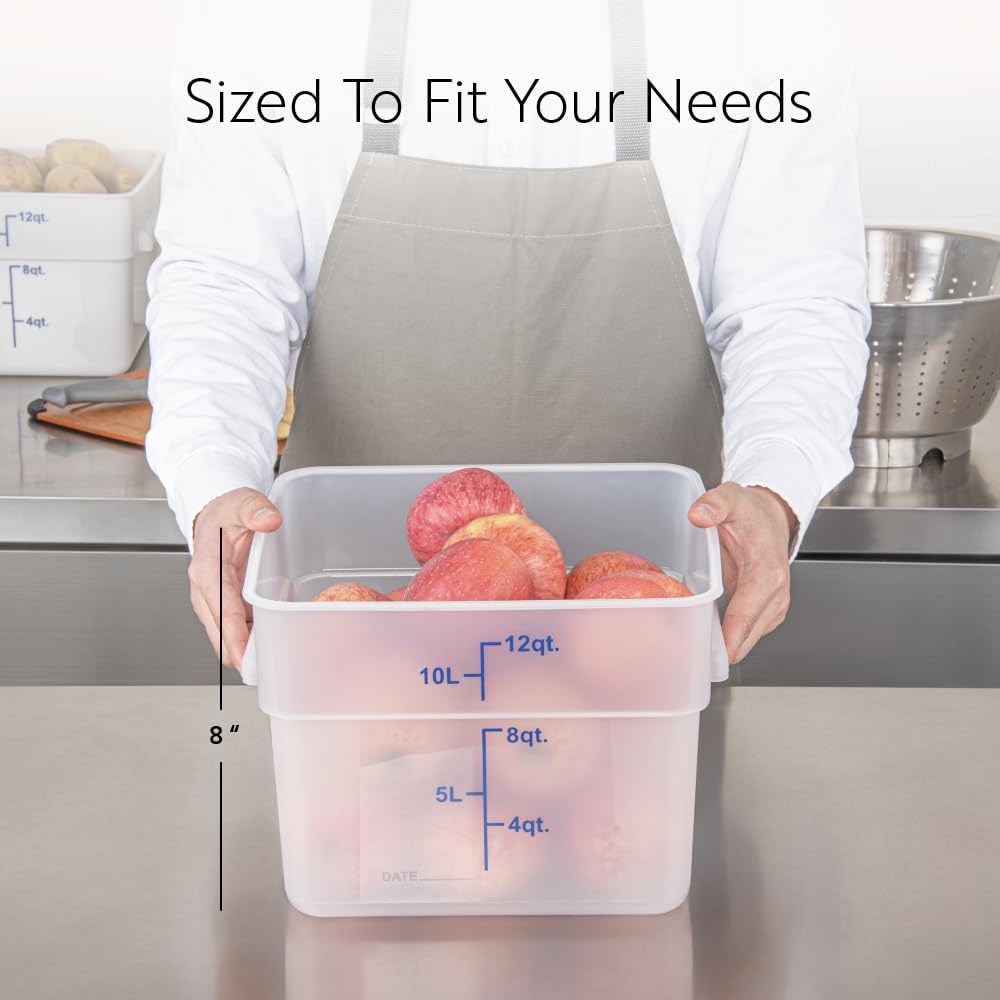 Food Storage Container 1 Pack of 12 qt Plastic Kitchen Storage Bin with Volume Markers Space-Efficient Design