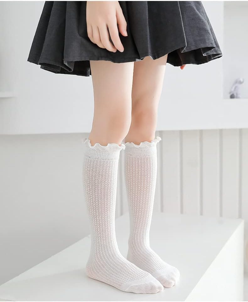 Kids Girl Mid-calf Knee High Socks Casual Dress Socks Long Tube 3-12Y