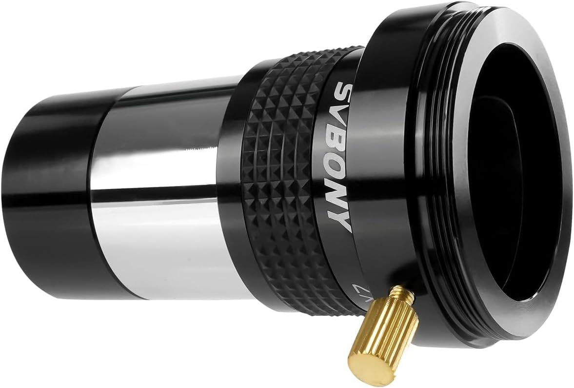 SV137 Barlow Lens, 1.25” 2X FMC Barlow Lens for Telescope Brass Ring | for Telescope Eyepiece, Male T-Thread