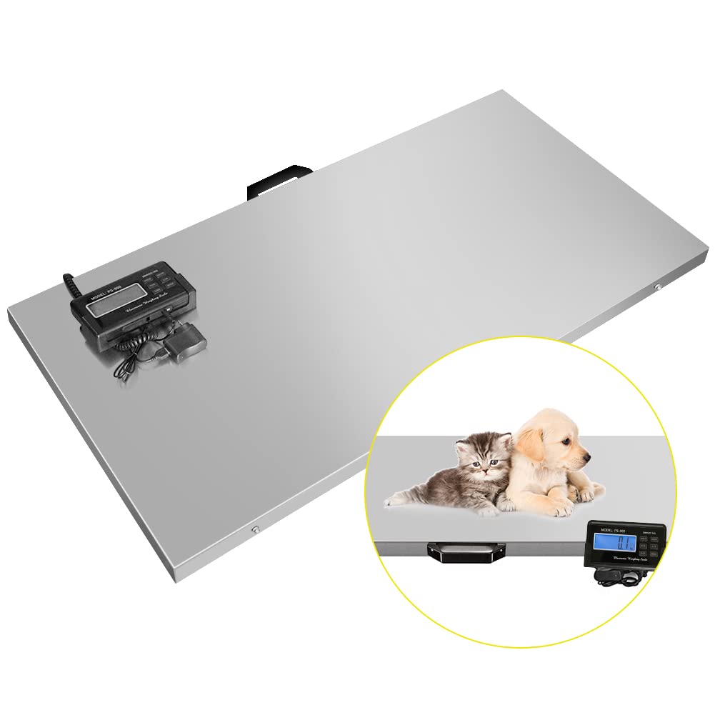 1100Lbs x 0.2Lbs Digital Livestock Scale Large Pet Vet Scale Stainless Steel Platform Electronic Postal Shipping