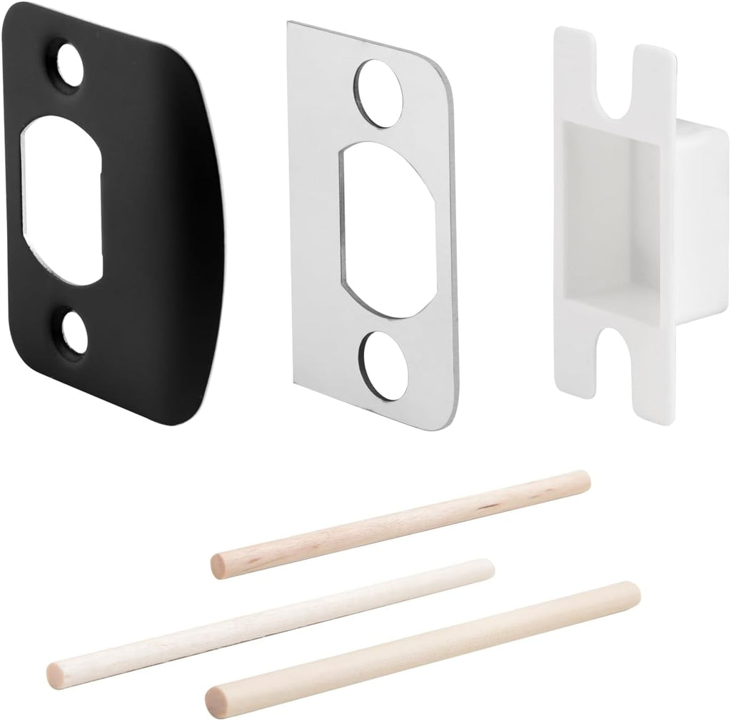 Standard Door Strike Plate with Spacer Shims, 2-1/4"H x 1-3/4"W | Reinforcement Kits Included, Deburred Edges for