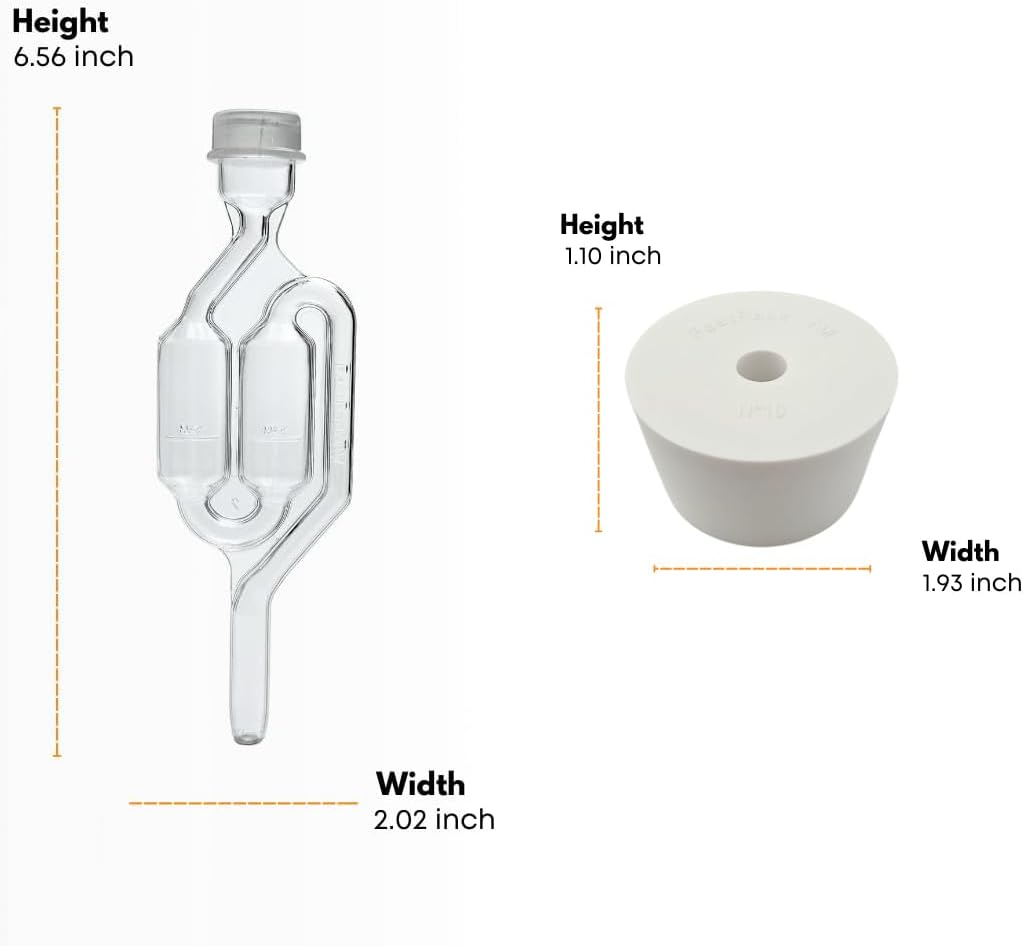 1 Gallon (PET) Wide Mouth Fermonster Carboy with Airtight Lid | Includes #10 Drilled Stopper & Twin Bubble Airlock |