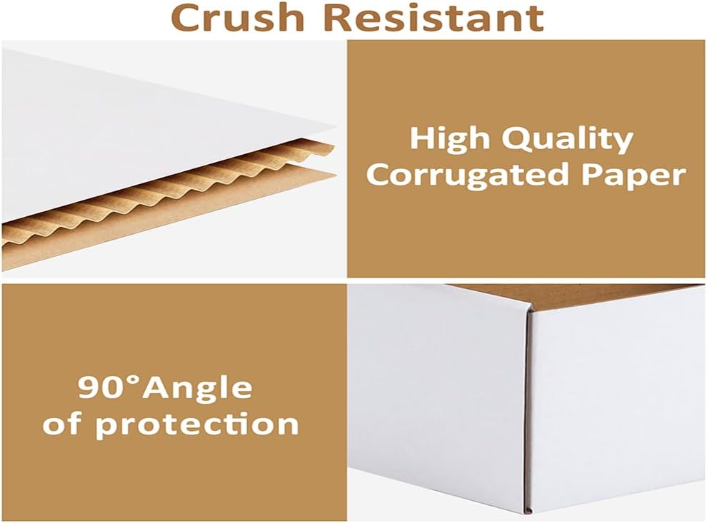 12x9x2 Shipping Boxes Set of 25, White Corrugated Cardboard Box for Packing, Mailing, Business