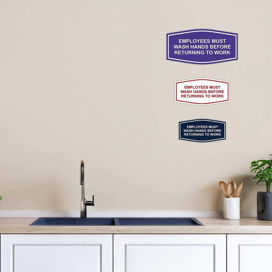 Fancy Employees Must Wash Hands Before Returning to Work Sign (Brushed Gold) - Small