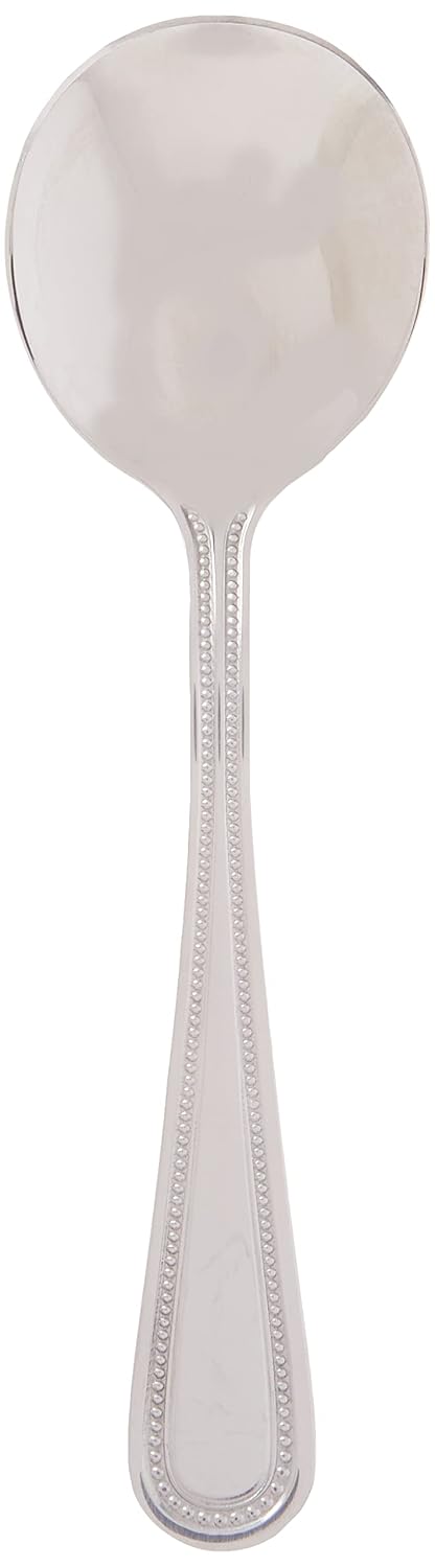 12-Piece Dots Bouillon Spoon Set, 18-0 Stainless Steel,Silver