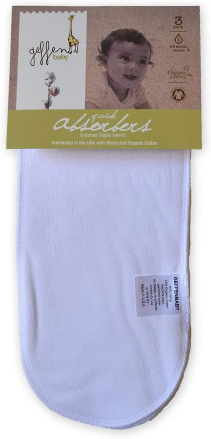 Quick Absorbers Cloth Diaper Inserts & Liners, 60% Hemp 40% Organic Cotton, Reusable Baby Diaper Insert, Soft