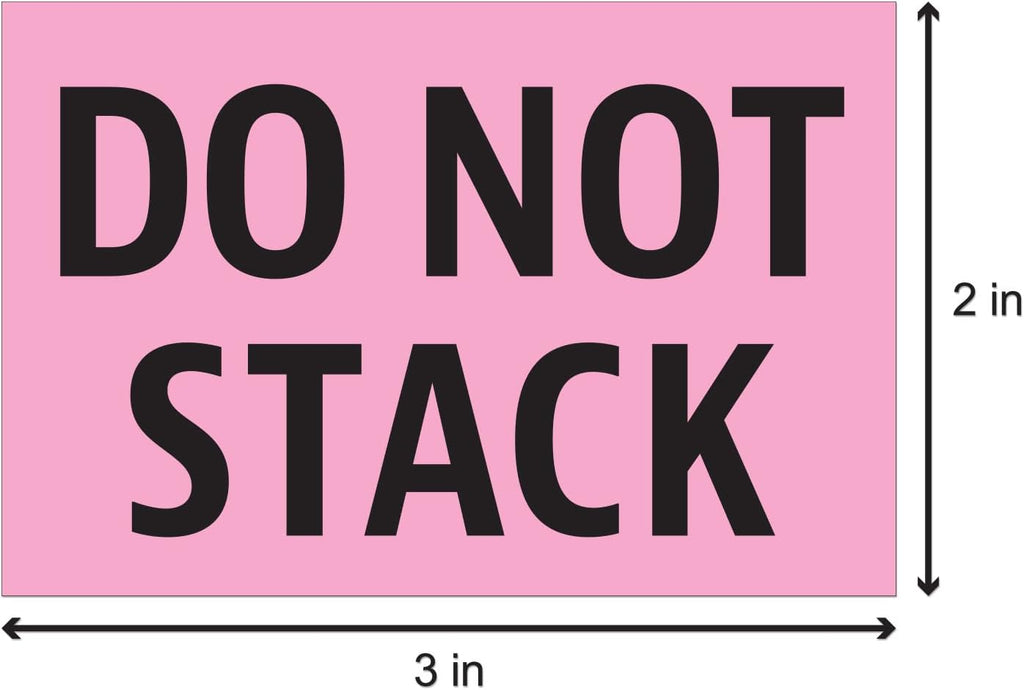 Do Not Stack Labels, Fluorescent Pink, 2 x 3 inch