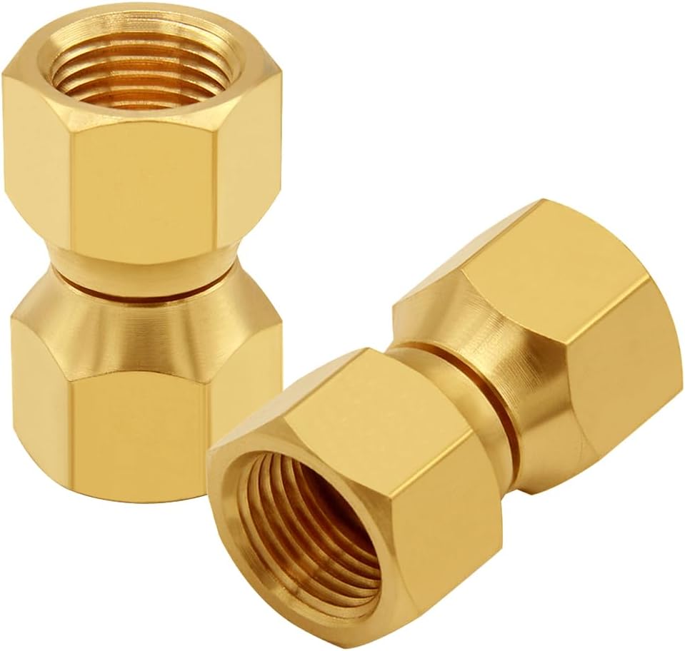 Uenede Brass 3/8 Flare Female Swivel Coupler, 2PCS