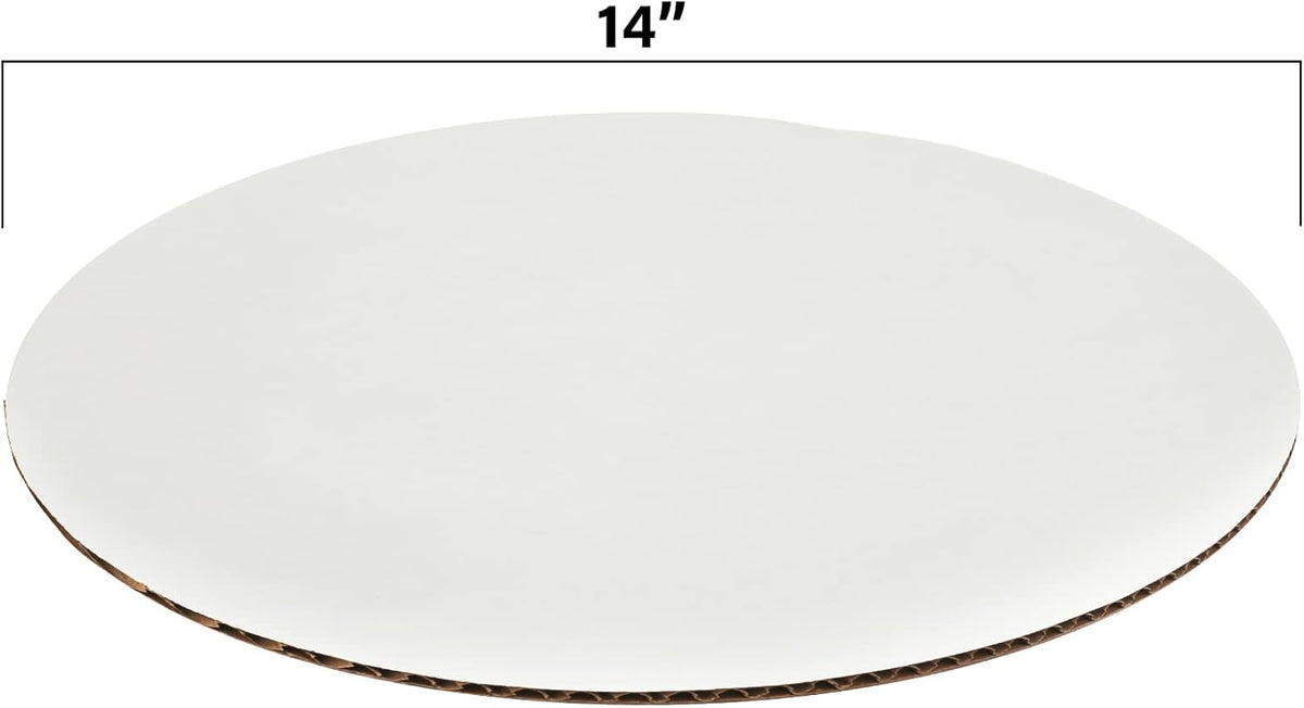 Corrugated White Cardboard Cake Board or Pizza Circle 14 inch - Sturdy Cake Base for Displaying Cakes, Bread and