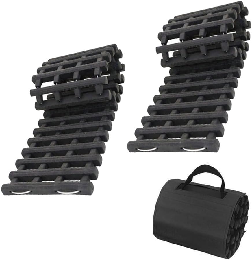 80CM 2PCS Tire Traction Mat, Portable Emergency Devices for Snow, Heavy-Duty Rubberized Emergency Car Recovery Snow