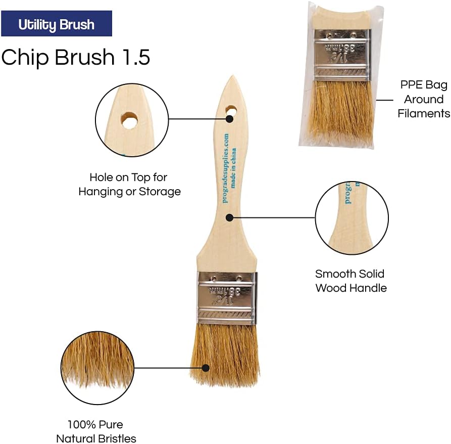 Chip Paint Brushes - 36 Ea 1.5 Inch Chip Paint Brush Light Brown