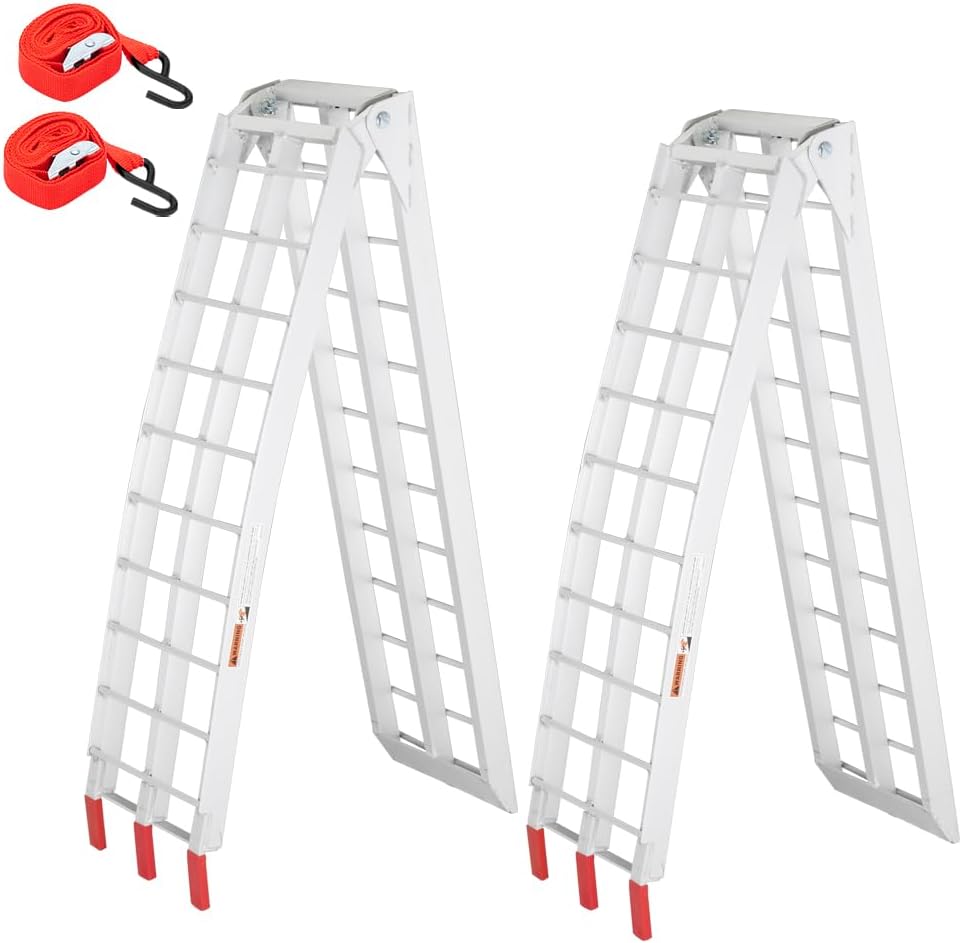 7ft Aluminum Motorcycle Ramps 1500lbs Capacity, 2pcs Folding Loading Truck Ramps for Pickup Trucks Bed, Trailer Ramp