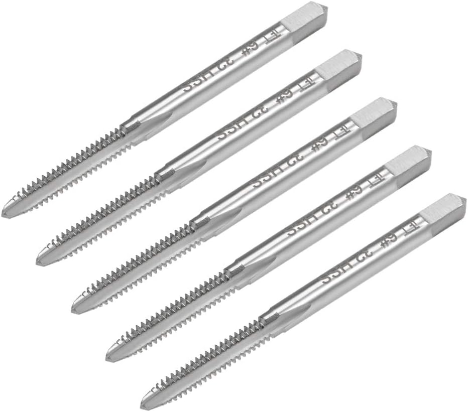 uxcell Machine Tap #6-32 UNC Thread 2B Class 3 Flutes High Speed Steel Screw Threading Tap Tapping Tool 5pcs