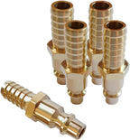 Beduan Solid Brass Air Hose Fittings 3/8" Barb Reducer Quick Connect Air Hose Fittings (Industrial Type D,5Piece)
