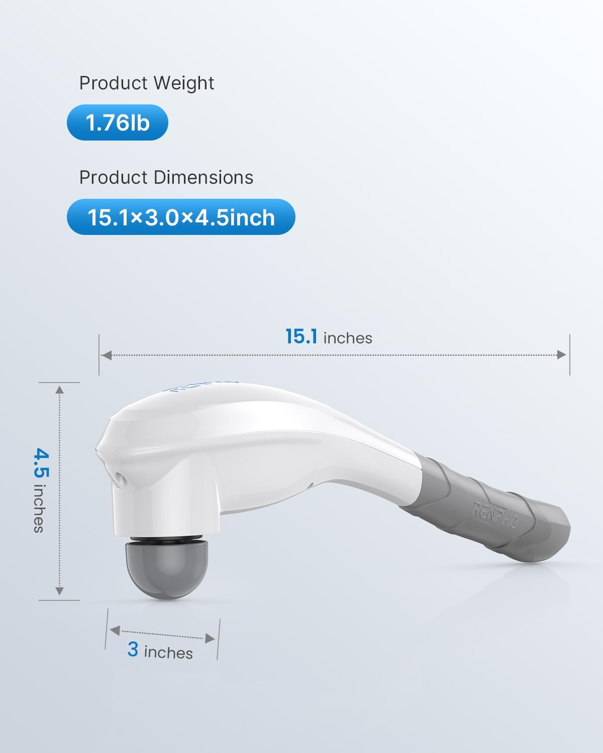 Rechargeable Handheld Back Massager with 5 Adjustable Speeds & Modes, Fathers Day Dad Gifts, Cordless Electric Neck