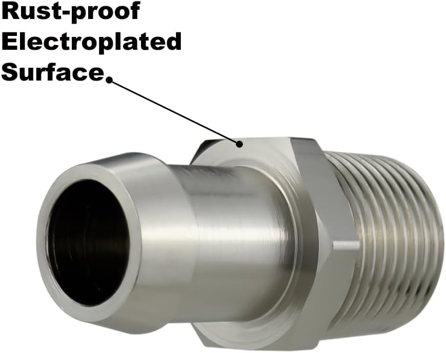 Heater Hose Fitting 1/2" NPT to 5/8" Barb Intake Manifold Adapter