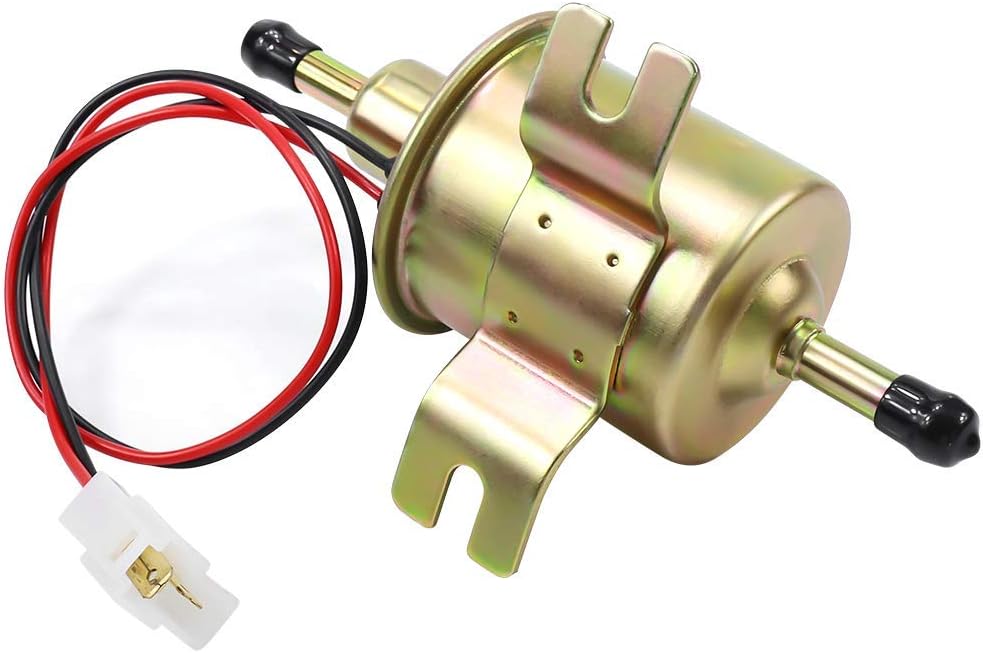 Electric Fuel Pump 12V Universal Low Pressure 12 Volt Transfer Inline Fuel Pump for Lawn Mower Carburetor Gas Diesel Engine 2.5-4psi HEP-02A