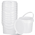 10 Pack White Plastic Bucket with Handle and Lid