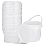 10 Pack White Plastic Bucket with Handle and Lid