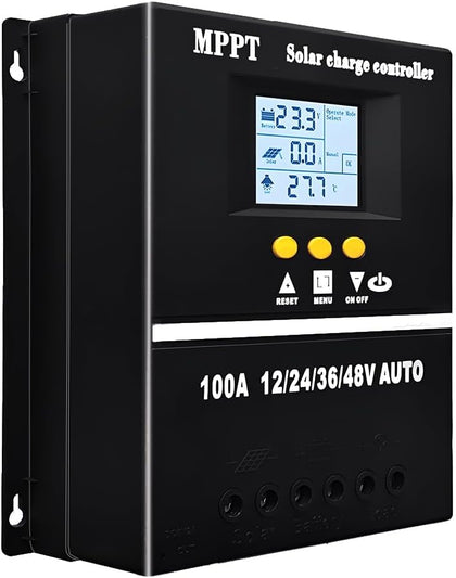 60A MPPT Solar Charge Controller 12V 24V 36V 48V LCD Display Battery Intelligent Regulator Max 100V Input Dual USB