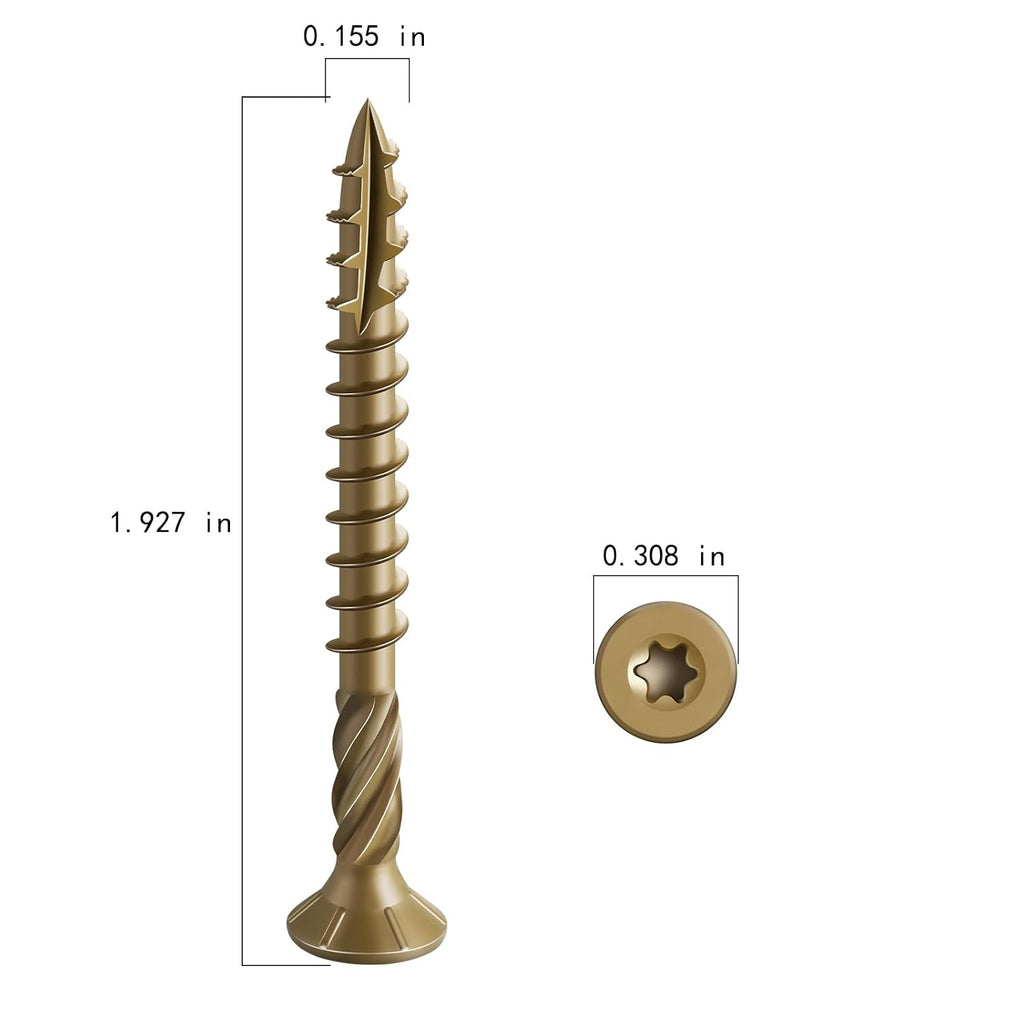 #8 * 2" Deck Screws, (311pcs) 2 lbs.Exterior Wood Screws, Rust Resistant epoxy Coated, Bronze, T20 Star Bit