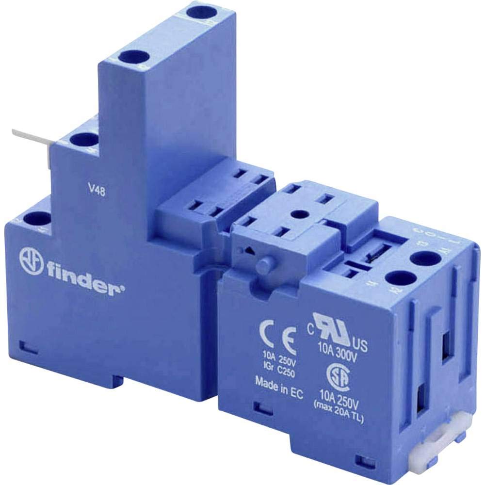 FINDER 94.02 (Price/Each), Blue, DIN -Rail/Panel Mount, for 55.32 Relay, Relay Socket, Screw Terminal (Box CLAMP)