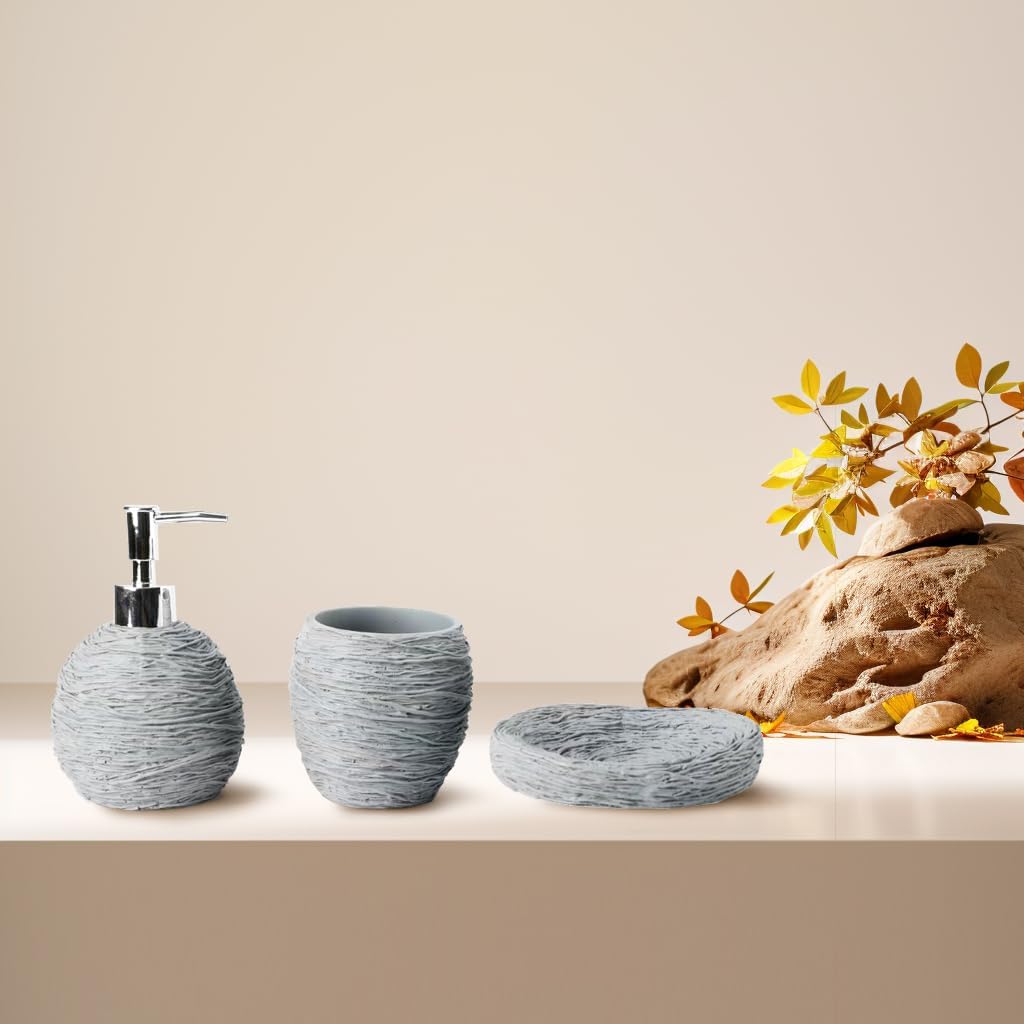 Bathroom Accessory Sets，4 Piece Bathroom Organizer Countertop with Toothbrush Cup,Soap Dispenser,Soap