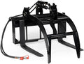 Hydraulic Skid Steer Pallet Fork Grapple Attachment V2, 1/2in Thick Steel Frame, Quick Tach Mounting System