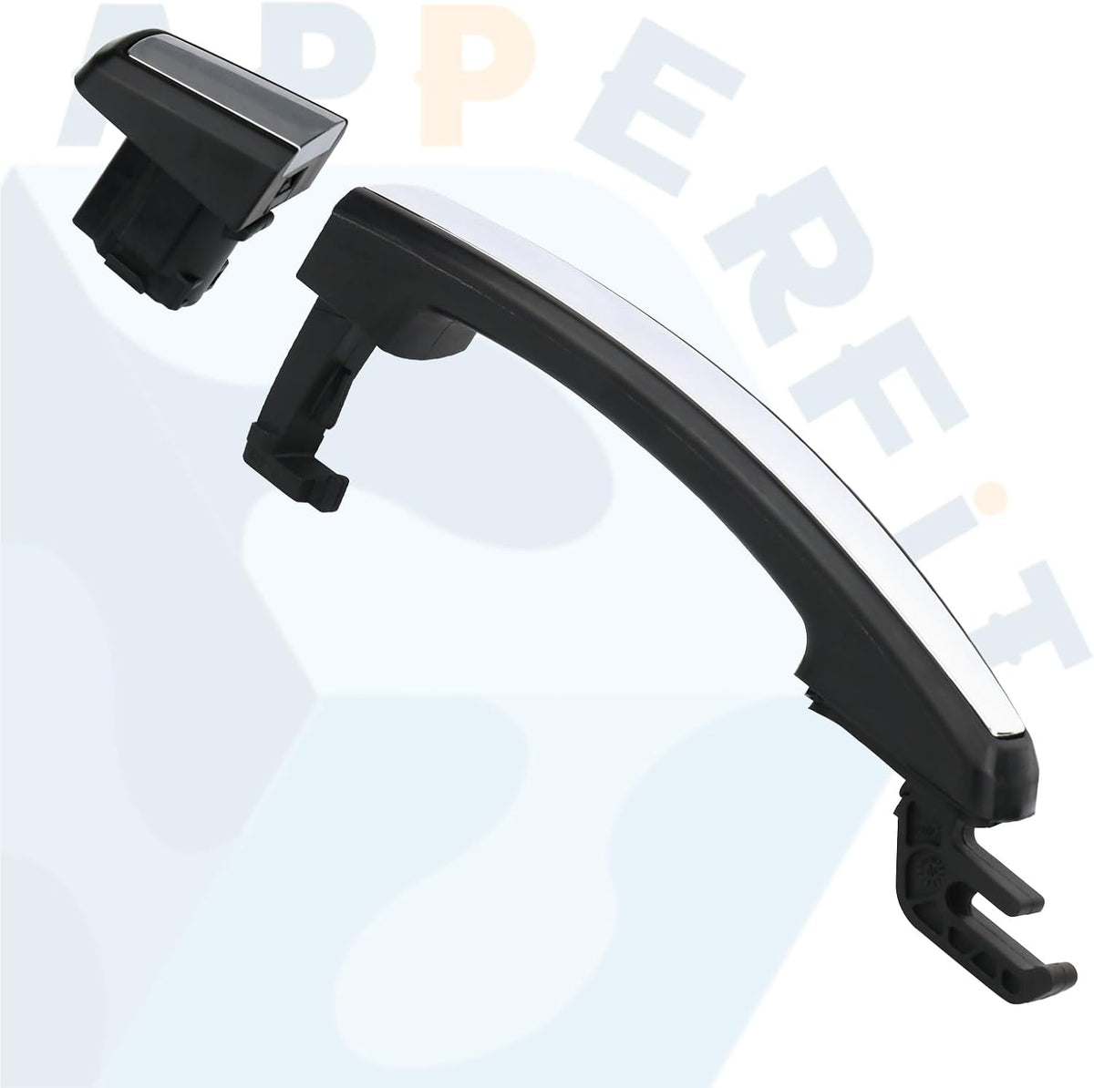 APPERFiT Exterior Door Handle w/Chrome Insert & End Cap 25936893 25936881 for Driver or Passenger Side Compatible with Chevy Camaro Cruze Malibu Orlando Sonic Trax, Buick, Cadillac