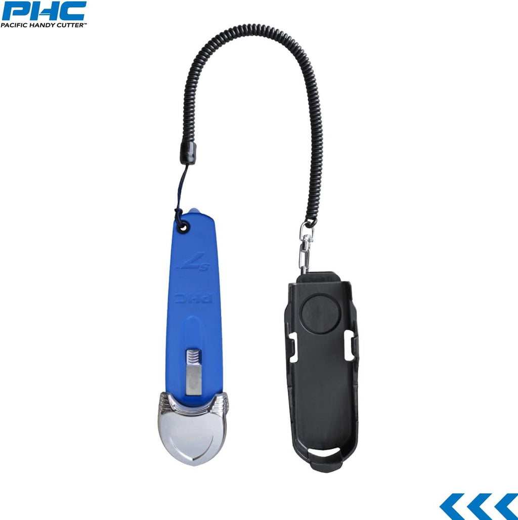 S7 Safety Cutter, 3-in-1 Self-Retractable Utility Knife with Fold-Out Film Cutter, Bladeless Tape Splitter, Guard for