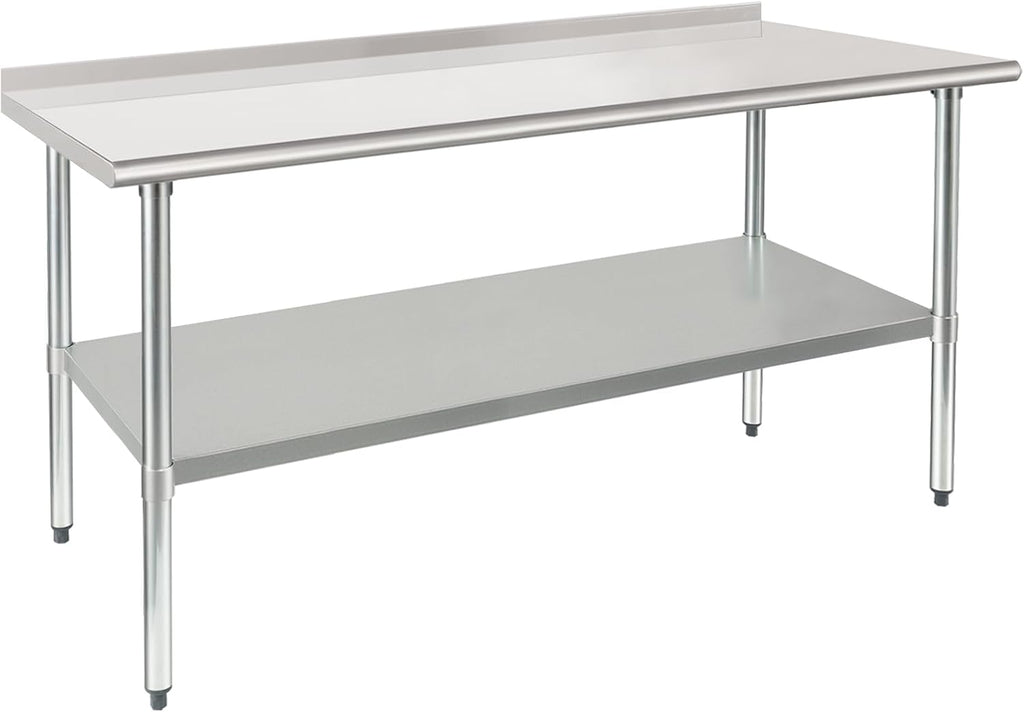 HARDURA Stainless Steel Prep & Work Table 30 x 72 Inches Backsplash