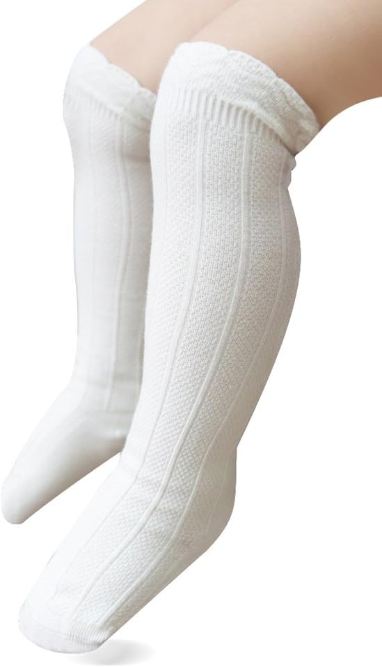 Baby Knee High Socks - Newborn Baby Girl Ruffle Socks,Seamless Baby Stockings,Cotton Rich Over the Knee Sox 12-36