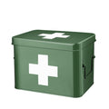 Large Metal First Aid Box Empty, 8.5-Inch, Green with White Cross