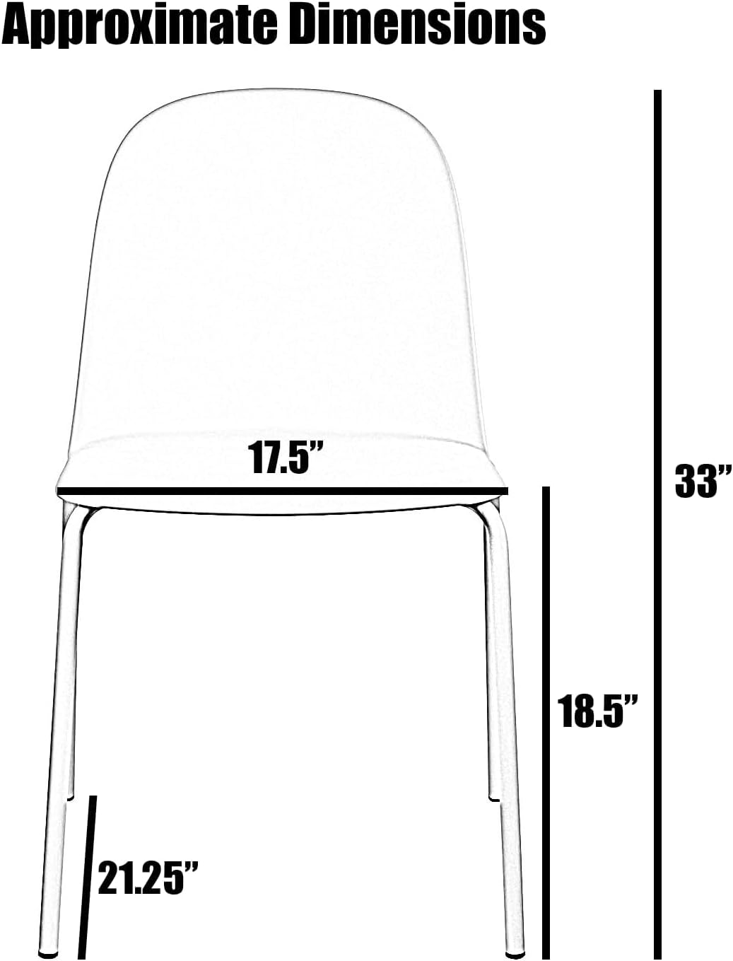 Set of 2 Modern Stackable Armless Dining Chairs, Plastic Shell Seat with Metal Legs for Indoor Outdoor Home Kitchen
